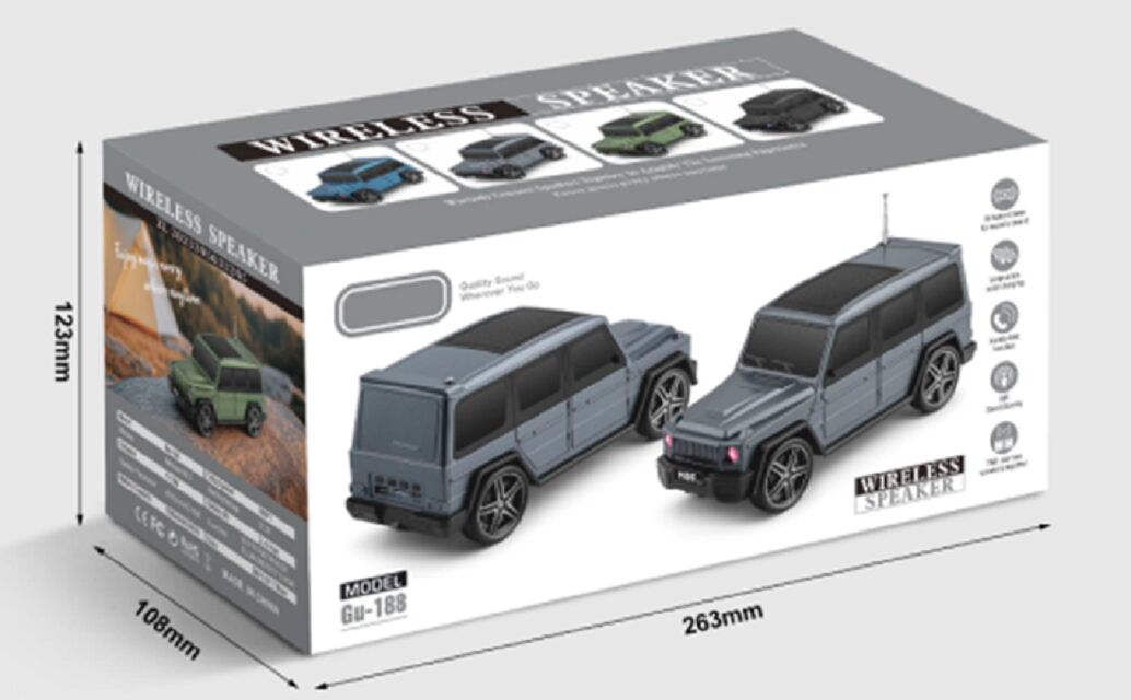 Altavoz Bluetooth solar en forma de coche, JL 5.3, 10W, 1200mAh, ABS + malla de hierro, 4 colores