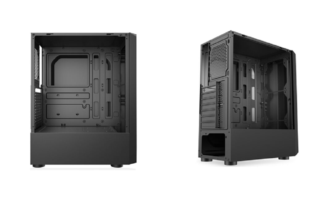 Caso de juegos ATX Mid-Tower con panel lateral de vidrio templado, luz frontal RGB personalizable y 7 ranuras de expansión