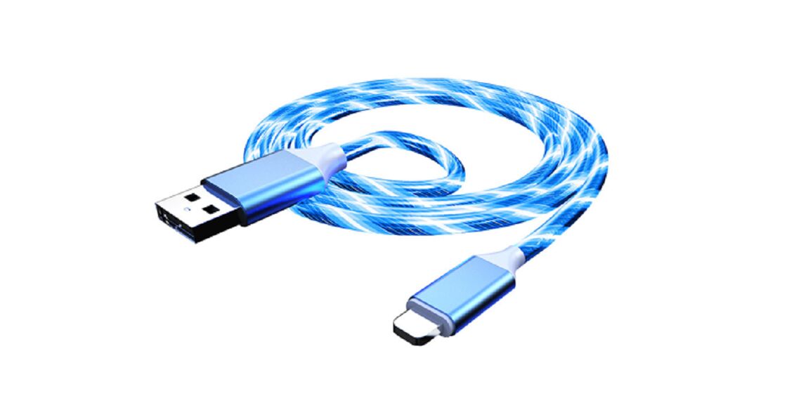 Cable de carga de luz LED,1M, 3.5mm OD, conector de aleación de aluminio, cobre compuesto, luz RGB colorida, blanco/azul/rojo/verde