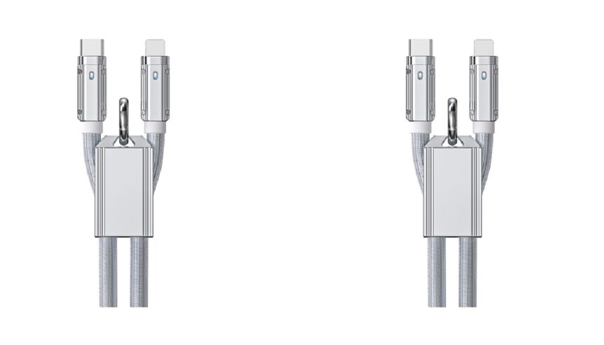 65W/27W Cable de carga rápida trenzado de silicona genuino, de C a C / C a Relámpago,1m, plata, cáscara de aleación de zinc, soporta PD y sincronización de datos
