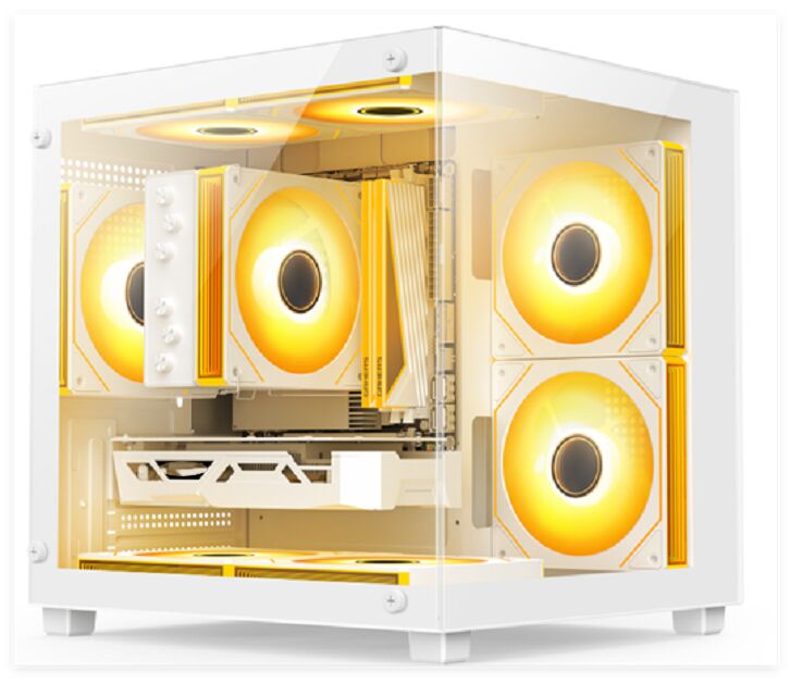 Casilla de vidrio compacto para PC, Micro-ATX/ITX, enfriamiento por agua de 240 mm, filtro de polvo superior, blanco/negro