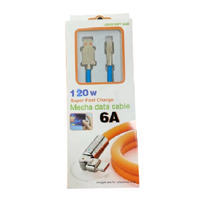 Cable de carga rápida, de 4 núcleos, giratorio, luz LED, 8 colores, 1-2M