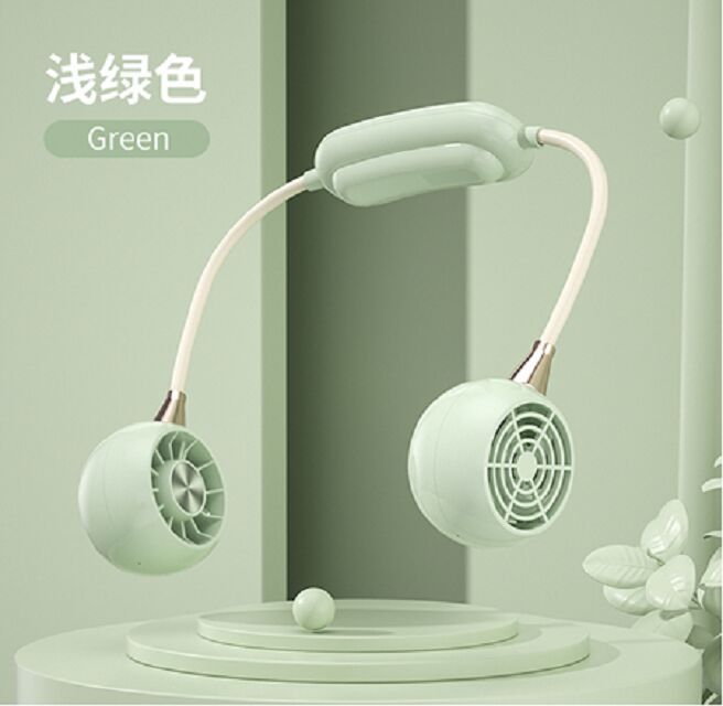 Ventilador de cuello de 3 velocidades, 1200mAh, Tipo-C, 2 horas de carga, verde/rosa/blanco