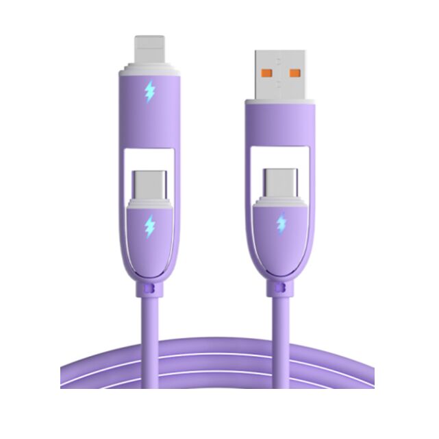 Cable de datos de silicona de 5 en 1, 60W C-C, 4 colores, original de 5 núcleos, 1.0M