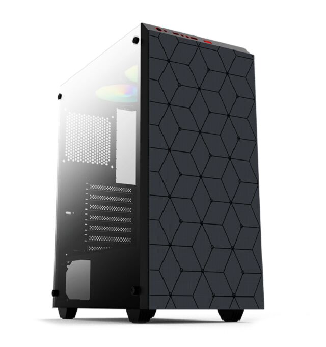 Caja de PC Gaming ATX, Panel Lateral de Cristal Templado, Doble HDD/SSD, Soporte para Múltiples Ventiladores