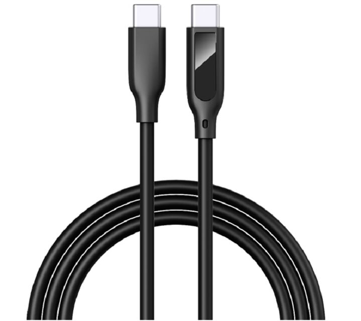 Cable USB-C con pantalla digital, carga rápida de 5A, silicona, 1m, voltaje/corriente en tiempo real