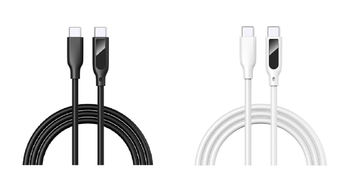 Cable USB-C con pantalla digital, carga rápida de 5A, silicona, 1m, voltaje/corriente en tiempo real