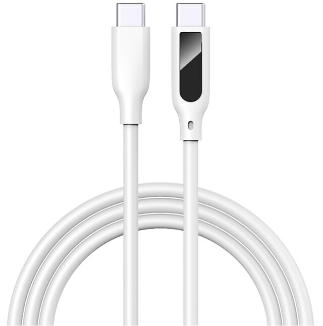 Cable USB-C con pantalla digital, carga rápida de 5A, silicona, 1m, voltaje/corriente en tiempo real