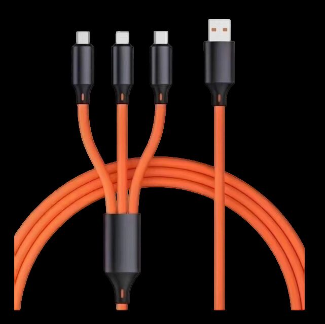 1Cable de carga rápida de silicona genuino de.2m, cobre puro de 4 núcleos, enchufe de aleación de aluminio, multicolor