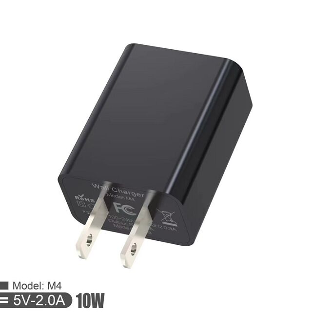 Cargador de pared europeo QC de 10W, 5V/2A, tamaño compacto, negro/blanco, caja de color