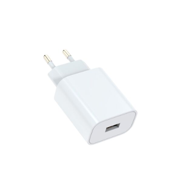 QC 18W USB-A cargador rápido, enchufe de EE.UU., salida de múltiples voltajes, paquete PE compacto