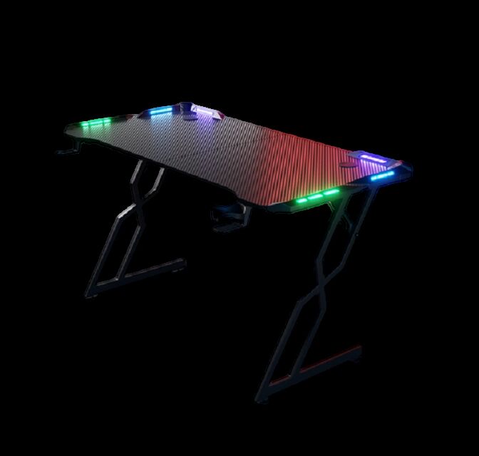 Escritorio de juegos, Base de acero, con / sin luz LED, 1.2/1.4/1.6M, soporte para tazas y mouse pad