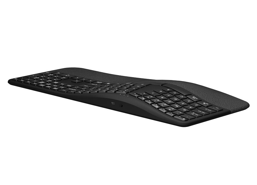 Teclado ergonómico de doble modo con interruptor de tijeras y reposapenes, mecanografía silenciosa
