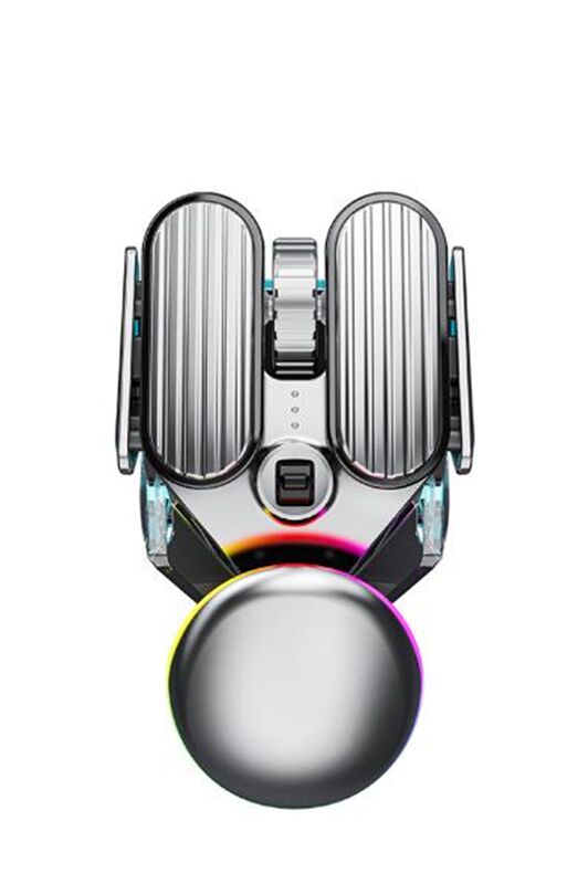 Ratón inalámbrico silencioso recargable, 6 teclas, 4800 DPI, retroiluminación RGB, doble modo, plata metálica