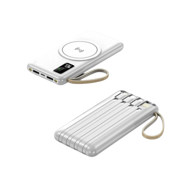 Banco de energía inalámbrico de 10000mAh con 4 cables, 3 colores