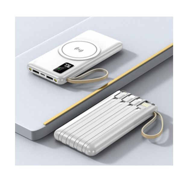 Banco de energía inalámbrico de 10000mAh con 4 cables, 3 colores
