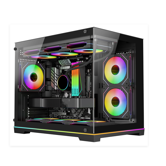 Casilla ATX de torre completa con vidrio templado, radiador de 360 mm y soporte VGA de 5 ranuras