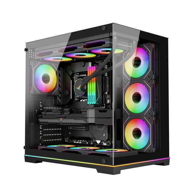 Caja de PC ATX de torre completa con vidrio templado, refrigeración por agua de 360 ​​mm y soporte VGA de 380 mm