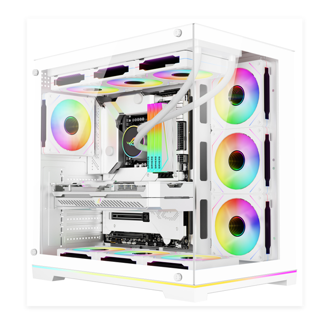 Caja de PC ATX de torre completa con vidrio templado, refrigeración por agua de 360 ​​mm y soporte VGA de 380 mm