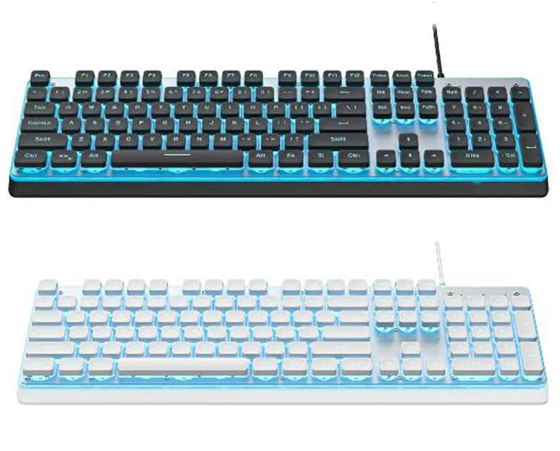Teclado retroiluminado de tres modos -Wired/2.4G/Bluetooth, tamaño completo de 104 teclas, USB