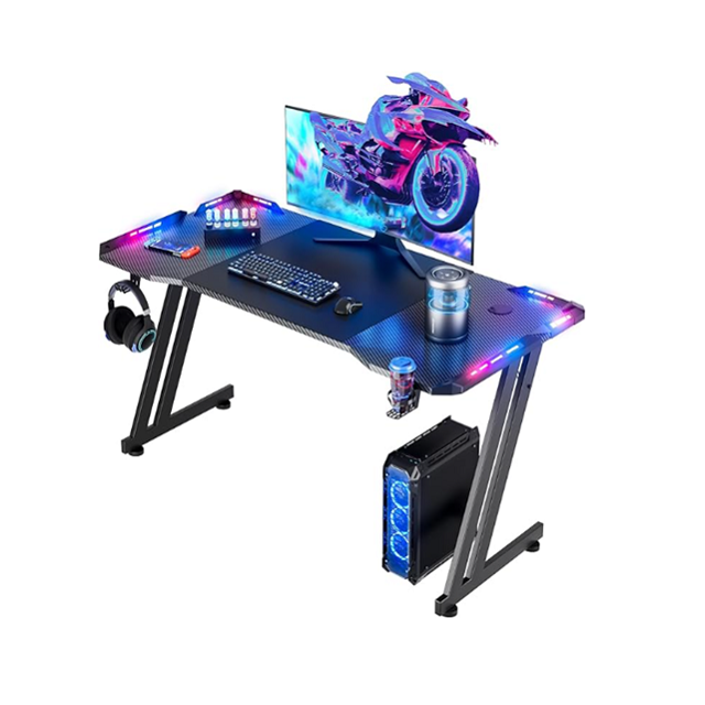 Escritorio de juegos 1.2/1.4/1.6m Tabla de partículas de marco de acero con / sin iluminación RGB
