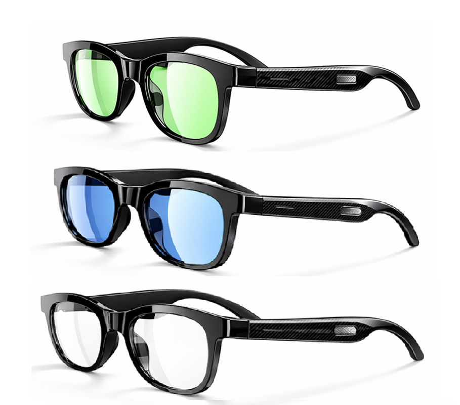 Bluetooth 5.4 Audio gafas de sol w/FM Tipo-C 6H Tiempo de juego 38.5g Ligero Multicolor