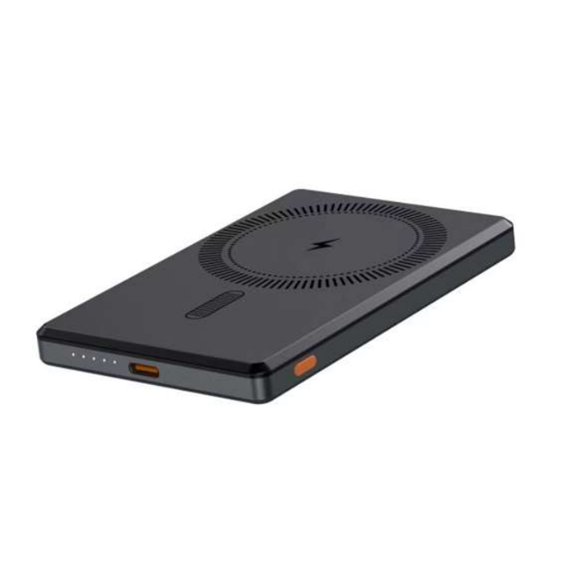 Batería externa inalámbrica magnética de 5000 mAh, Tipo-C bidireccional de 20 W, polímero de grado A, ultradelgada de 9.5 mm, color gunmetal