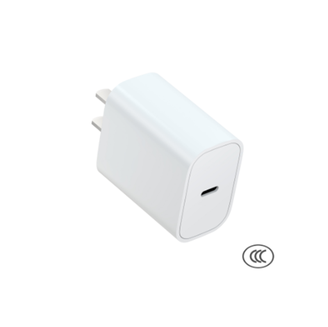 25W PD caja de color de cargador rápido europeo, entrada AC 100-240V, blanco