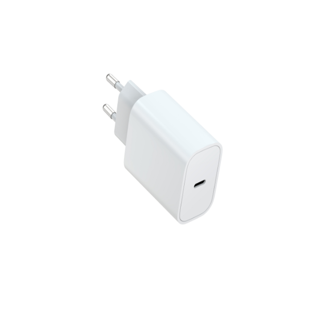 25W PD caja de color de cargador rápido europeo, entrada AC 100-240V, blanco