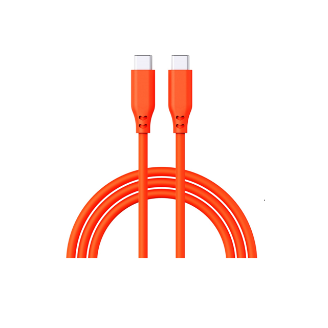 Cable de carga rápida de silicona USB-C a C de 100W, PD3.0 de 5A/20V + sincronización de datos de 480Mbps, cable de tacto suave de 1m (blanco/gris/naranja)