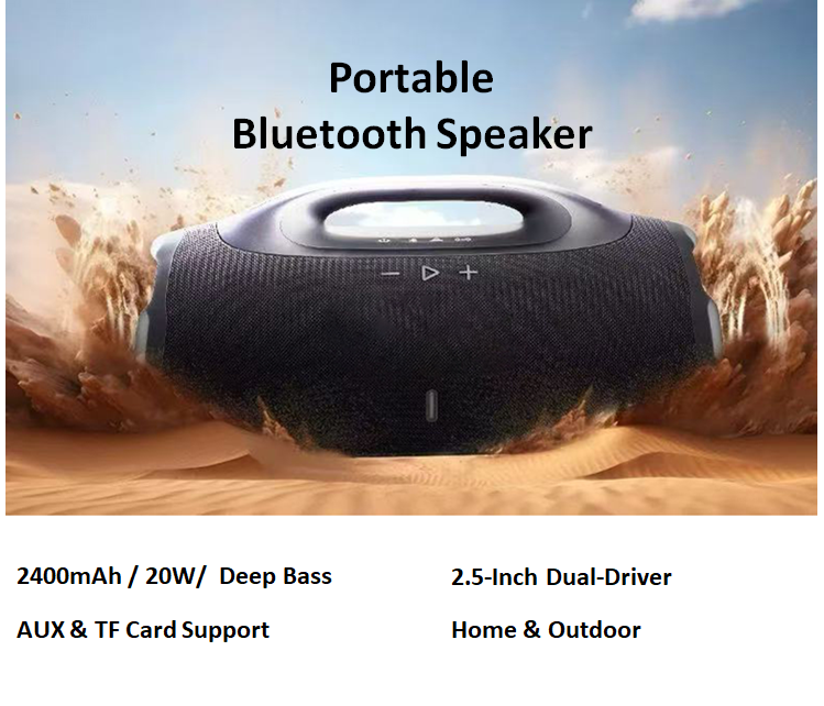 Altavoz Bluetooth de 20W con doble controlador y graves profundos, estéreo inalámbrico portátil para el hogar y exteriores