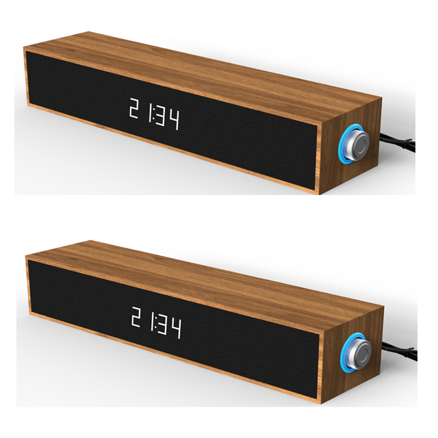 Retro Bluetooth de madera 5.4 altavoz con luz ambiental y pantalla de reloj, controladores de 2 