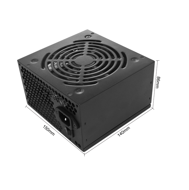 Fuente de alimentación para PC de escritorio ATX de 400W, 100-240V de amplio alcance, ventilador silencioso de 12 cm, cables planos negros, paquete a granel