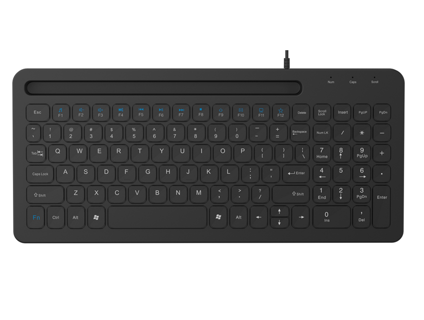 Teclado de oficina cableado con tijera, resistente a derrames, cable de 1,3 m, USB Plug & Play, 289g de peso ligero silencioso