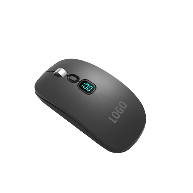 Ratón inalámbrico recargable 4D, modo dual 2.4G BT, batería de 500 mAh, interruptor silencioso, pantalla LED, rueda de aluminio, chip 8650