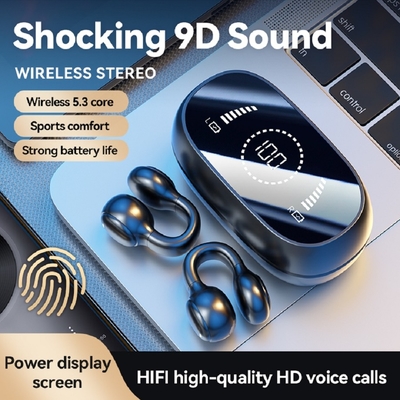 Bluetooth 5.3 auricular Diseño de oído completamente abierto 9D Juego de sonido envolvente Audio-sincronización HIFI Pantalla digital 1.5H Carga 6H Reproducción única