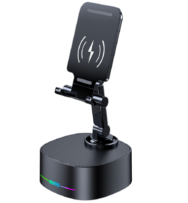 Salida de energía de 8W 15W Carga inalámbrica Luz ambiental RGB 2000mAh Batería Bluetooth 5.3 TWS Conexión para acampar al aire libre