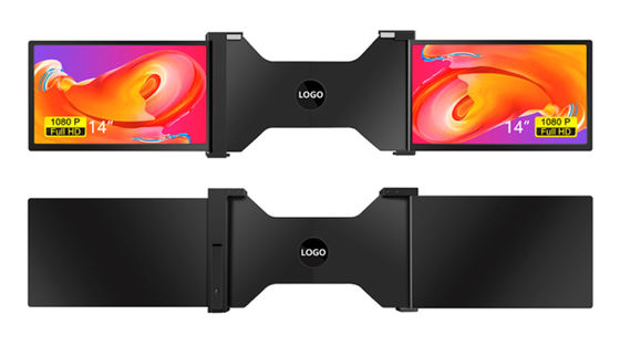 Dos monitores portátiles panorámicos de 14 pulgadas Configuración de tres pantallas con pantalla fina de 25.3 mm Full HD IPS 16/9 relación de aspecto